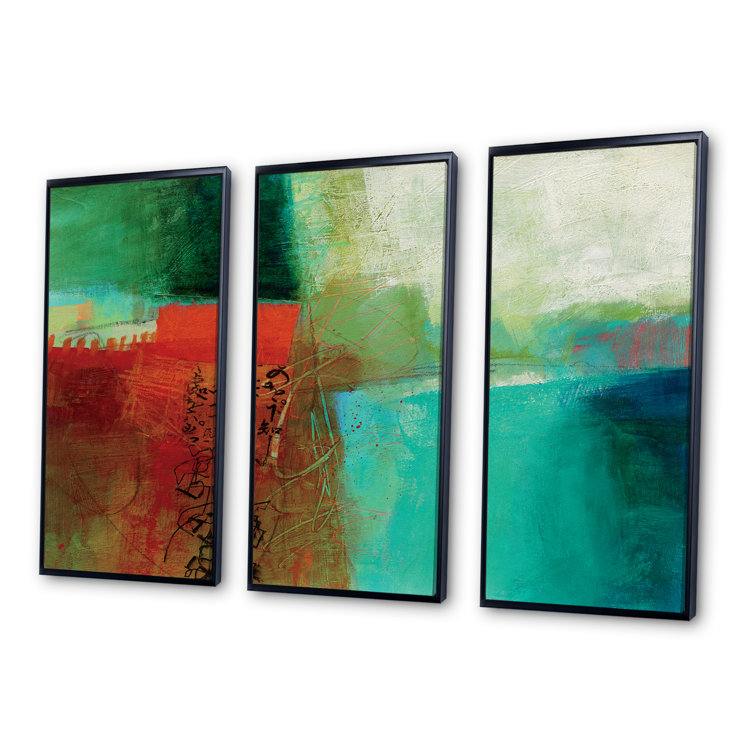 Orren Ellis Abstract Impression Of Watercolor Blue And Red Framed On